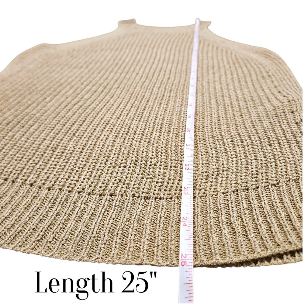 Beige Open Knit Sweater Tank Women's M La Miel High Neck Coastal Minimalist - Picture 5 of 8